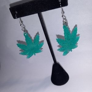 Turquoise Leaf weed earrings